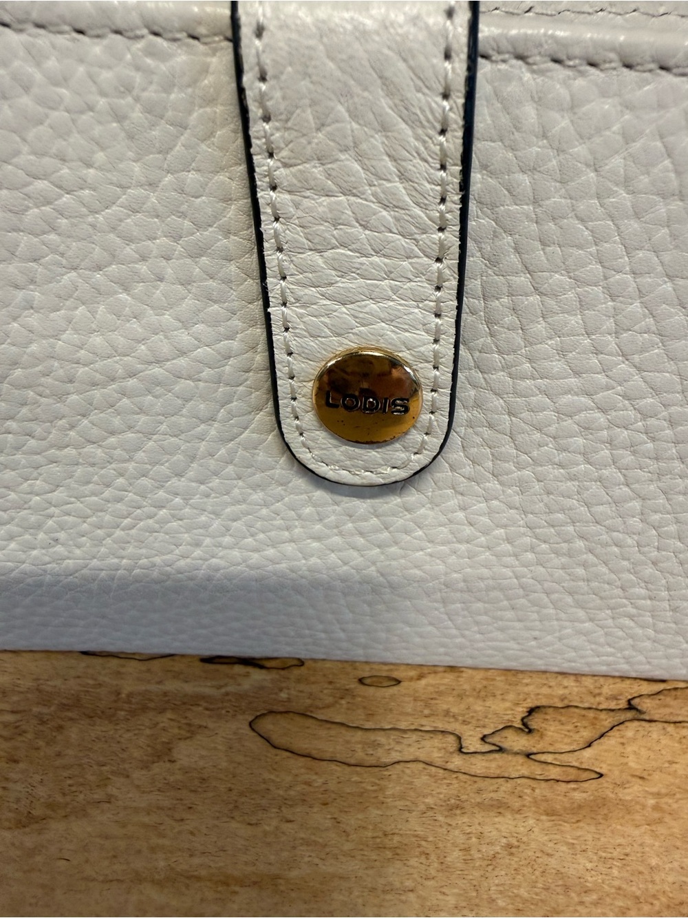 Lodis White Pebbled Leather Snap Wallet - Picture 2 of 6
